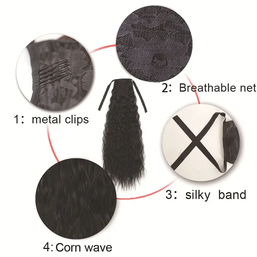 Xuchang Corn Curling Long Tailed Female High Temperature Silk Wig with Strap Simulation Water Wave Long Tail Fiber Hair Extensio