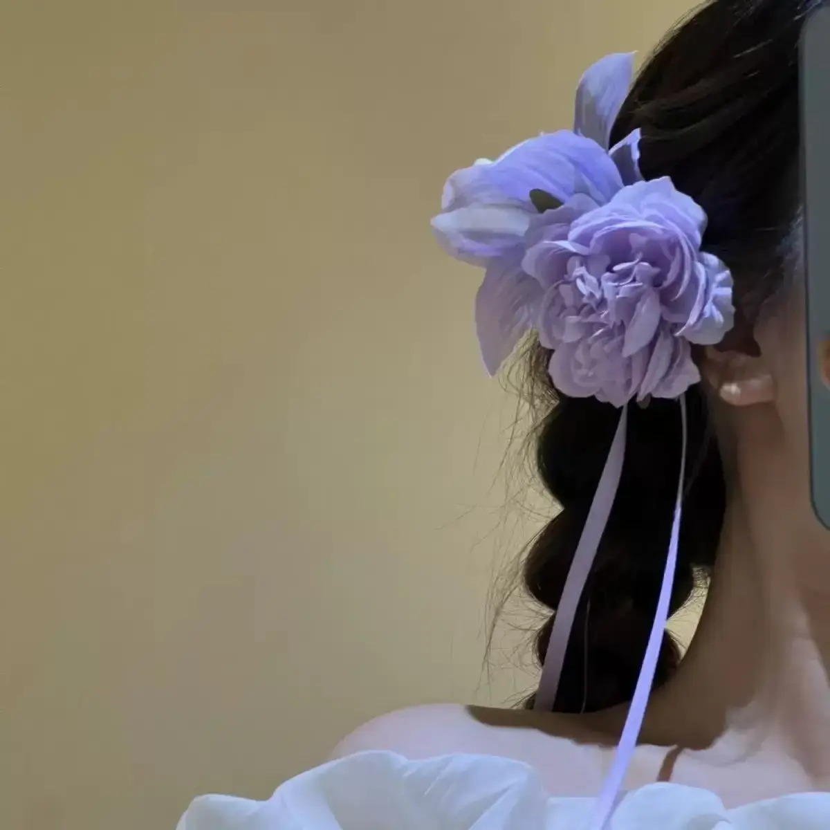 Elegant Purple Flower Sash Hair Clip Women's Style Fashionable Trendy Side Clip Professional Salon Partition Fixed Hair Clip