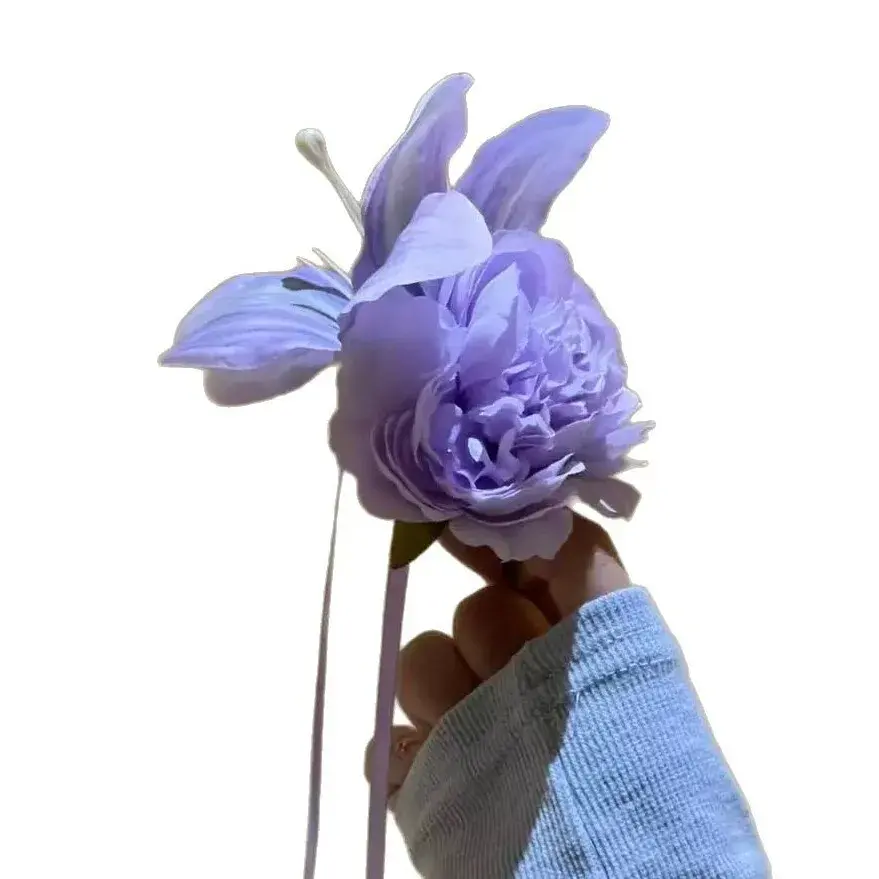 Elegant Purple Flower Sash Hair Clip Women's Style Fashionable Trendy Side Clip Professional Salon Partition Fixed Hair Clip