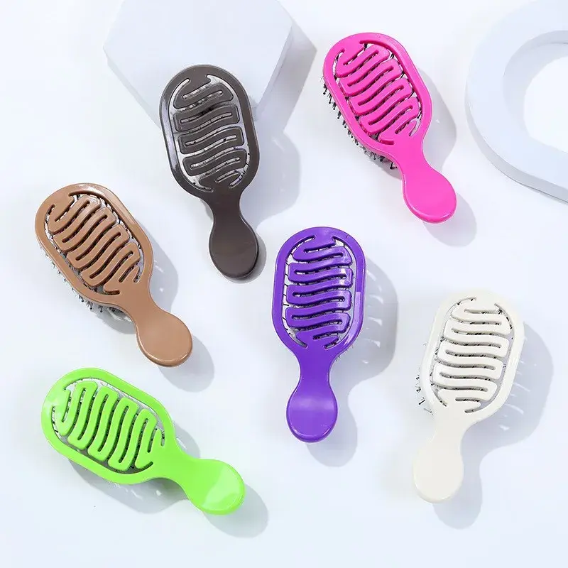 Women's High Skull Base Fluffy Rib Bone Comb Macaron Hollow out Comb Professional Salon Hairdressing Comb for Black People And W