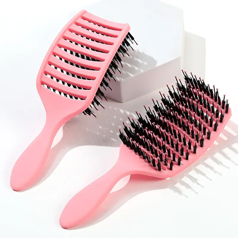Women's High Skull Base Fluffy Rib Bone Comb Macaron Hollow out Comb Professional Salon Hairdressing Comb for Black People And W