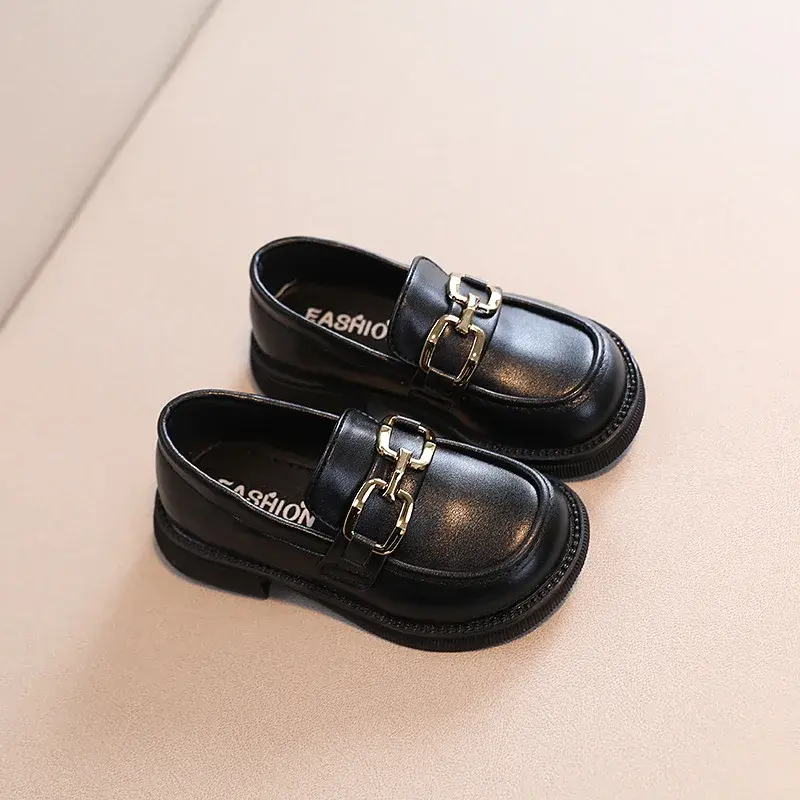 Stylish Black Children's Shoes With Soft Bottom For Spring Autumn 2022 New Style British Style Princess Shoes For Kids