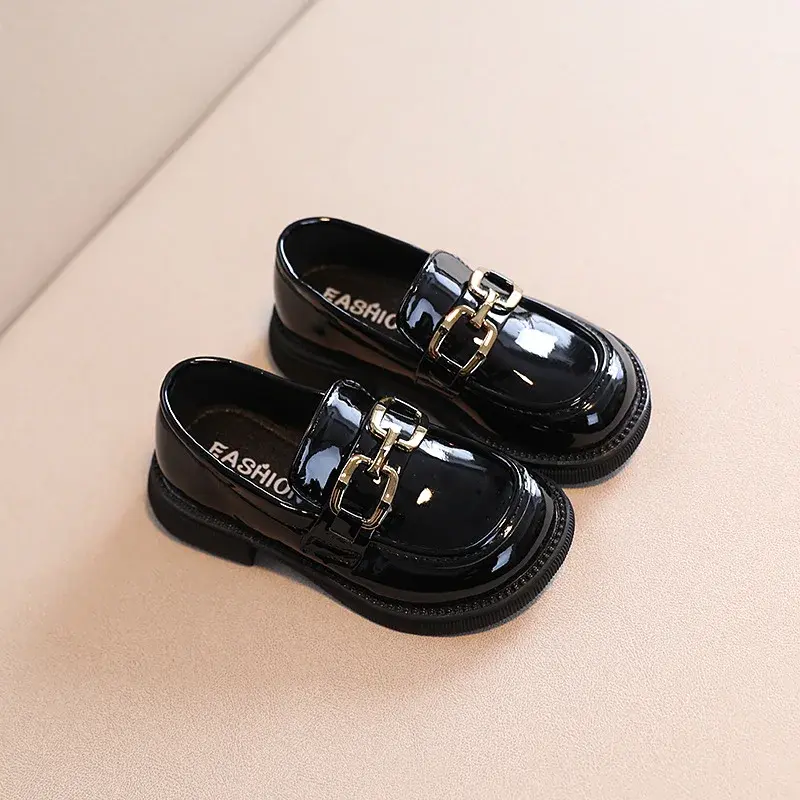 Stylish Black Children's Shoes With Soft Bottom For Spring Autumn 2022 New Style British Style Princess Shoes For Kids