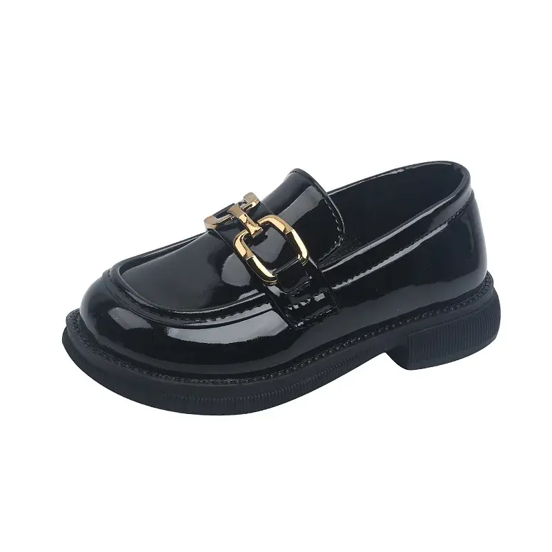Stylish Black Children's Shoes With Soft Bottom For Spring Autumn 2022 New Style British Style Princess Shoes For Kids