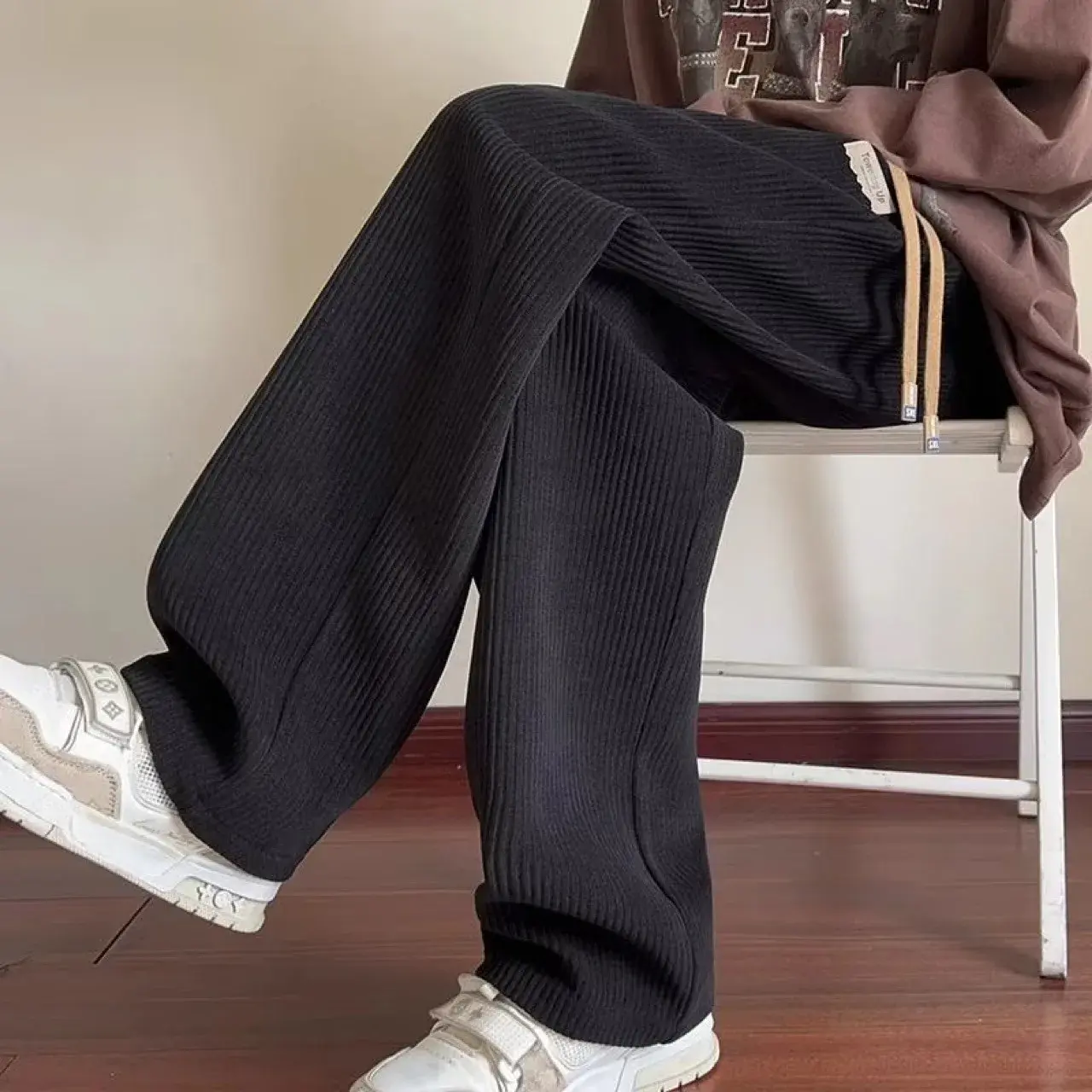 Corduroy Casual Pants For Men 2024 Spring Autumn New Style American Fit Loose Fit Leg Sweatpants Skin Sense Straight Leg Pants