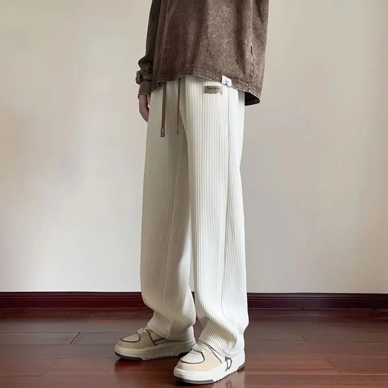 Corduroy Casual Pants For Men 2024 Spring Autumn New Style American Fit Loose Fit Leg Sweatpants Skin Sense Straight Leg Pants