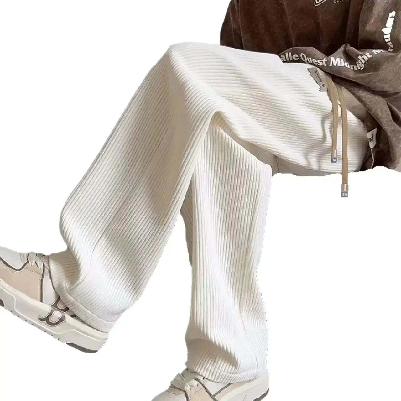 Corduroy Casual Pants For Men 2024 Spring Autumn New Style American Fit Loose Fit Leg Sweatpants Skin Sense Straight Leg Pants