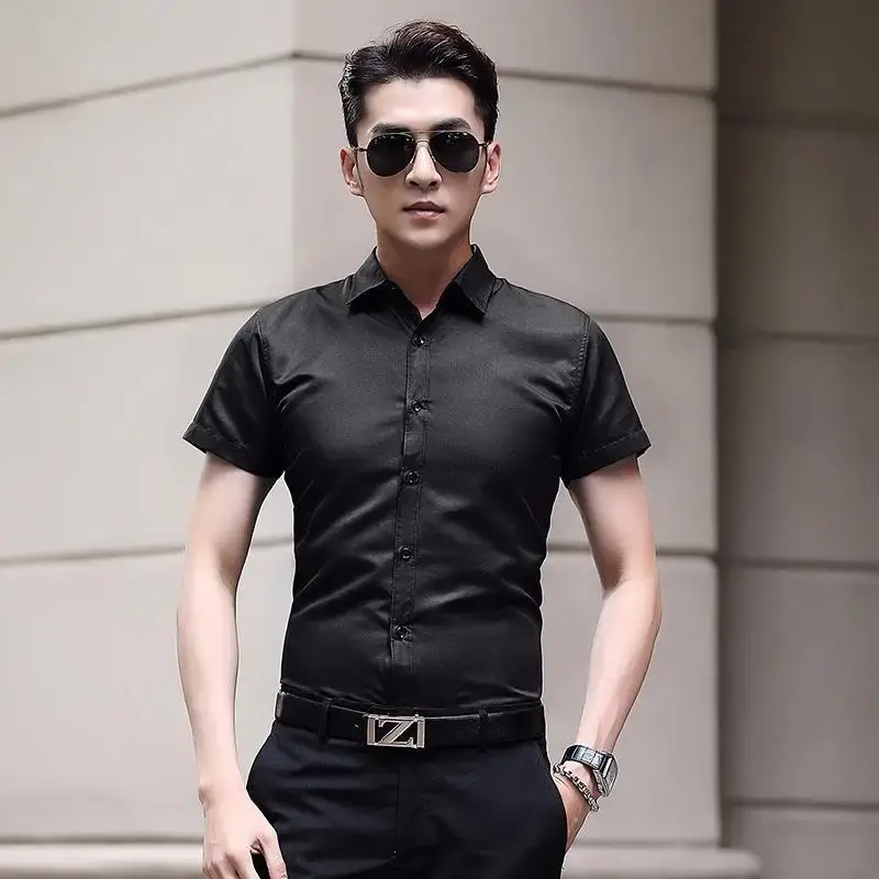 Men's Long Sleeve White Shirt Casual Business Professional Black Blue Conjunto De Camisa De Trabajo Invierno Autumn No Ironing