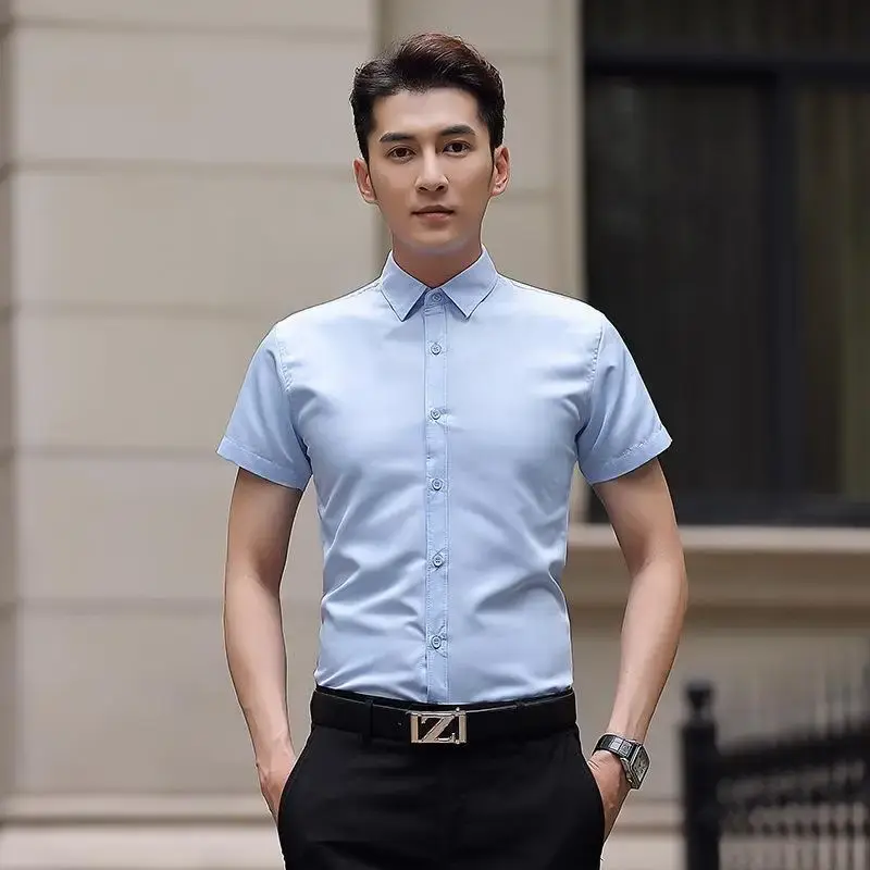 Men's Long Sleeve White Shirt Casual Business Professional Black Blue Conjunto De Camisa De Trabajo Invierno Autumn No Ironing