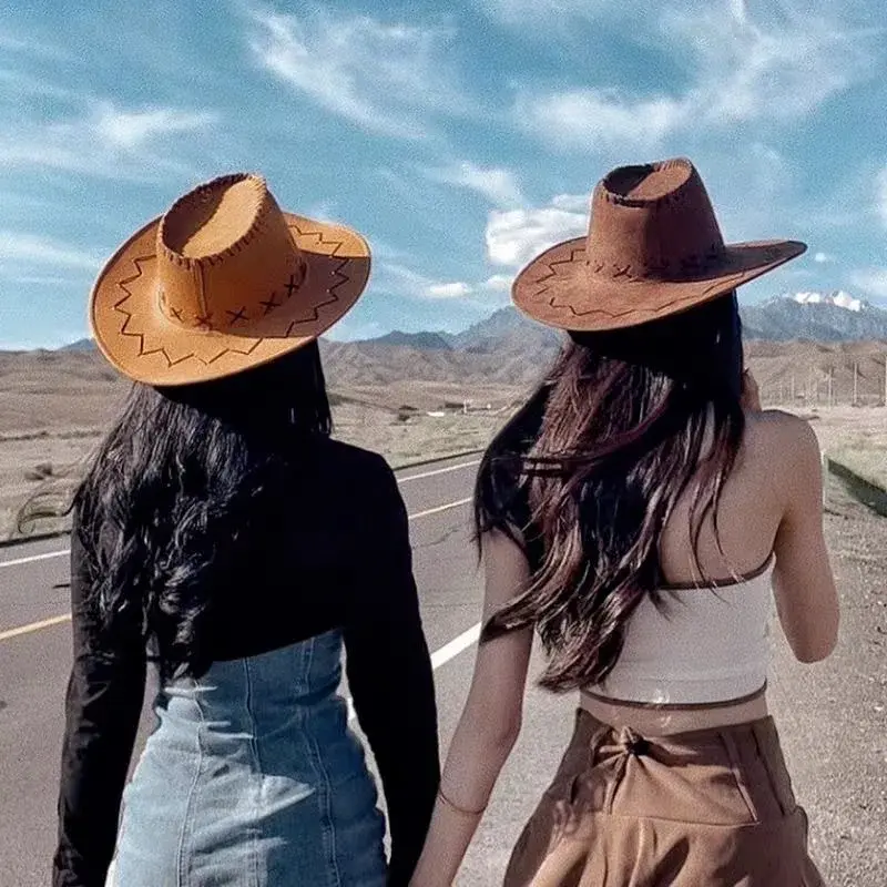 Western Cowboy Hat Travel Casual Men's Sunshade Cap Retro Style Knight Sun Hat for Photography Popular Internet Red Lady