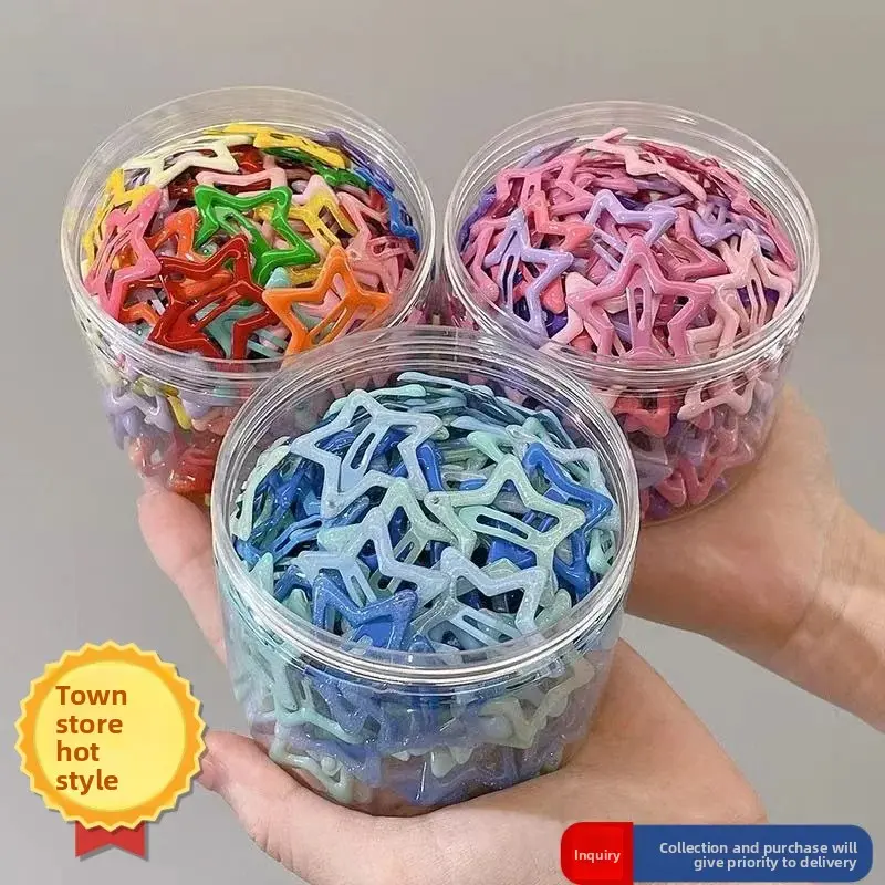 Colorful Dopamine Star Hair Clips Women's Y2K Side BB Headwear Princess Style Professional Salon Partition Fixed Hair Clips