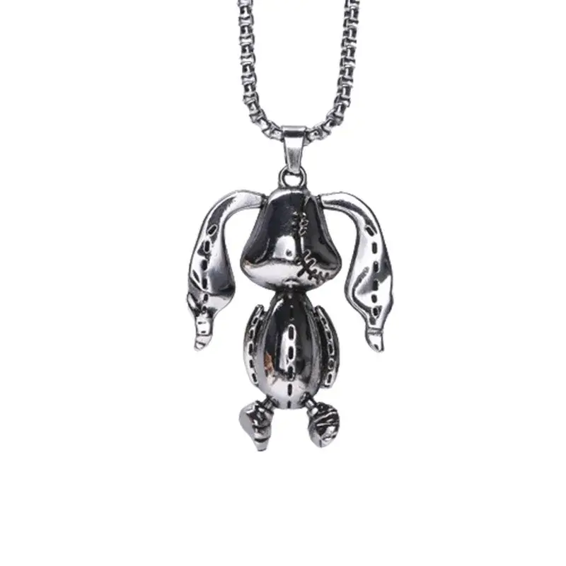 TrendyUniqueVersatileSweater Chain Necklace EuropeanAmerican Style Rabbit Ears Four Limbs Moving Hip Hop Fashion Jewelry