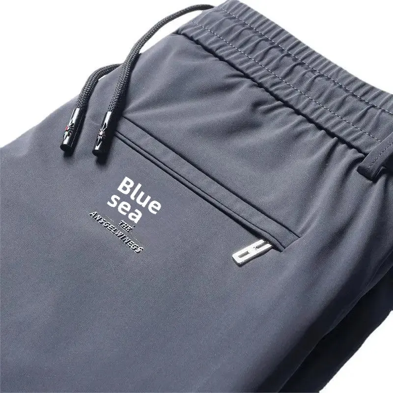Men's Casual Elastic Waist Sweatpants Loose-fit Business Trousers Ice Silk Spring Summer Thin Style Men's Pants