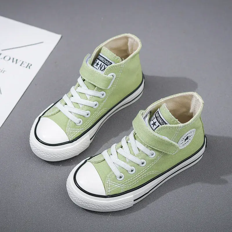 Trendy Children's Canva Shoes High-top Board Shoes White Casual For Boys Girls Spring Autumn 2023 New Arrival Baby Fabric