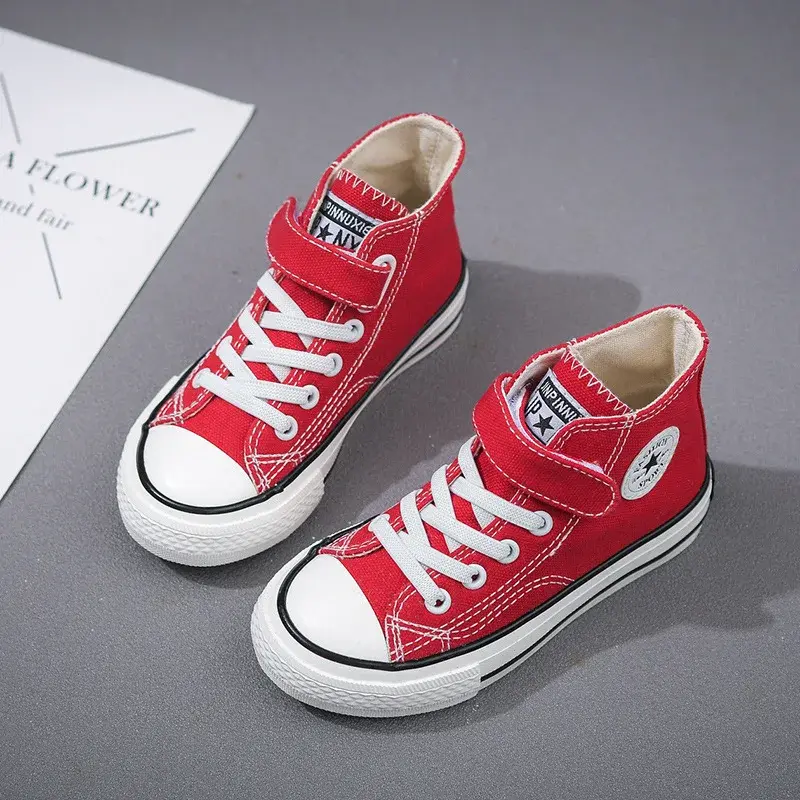 Trendy Children's Canva Shoes High-top Board Shoes White Casual For Boys Girls Spring Autumn 2023 New Arrival Baby Fabric