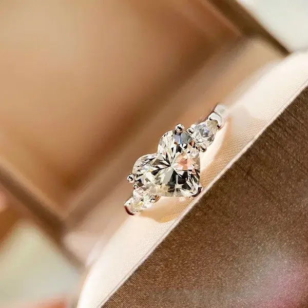 Wish Heart-shaped Tungsten Carbide Women Rings Fashionable Engagement Wedding Jewelry Gifts
