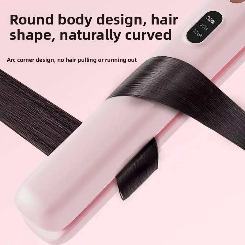 Wireless Portable Rechargeable Curling Iron Straightening Brush Negative Ion Hair Styling Tool Damage Free Beauty Salon Accessor