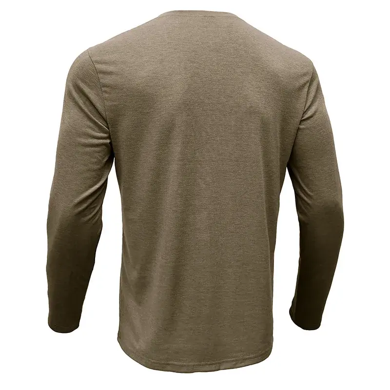 European And American Men's Long Sleeve Round Neck T-Shirt Amazon Men's Base Layer Top Foreign Trade Men's T-Shirt Henry Collar 
