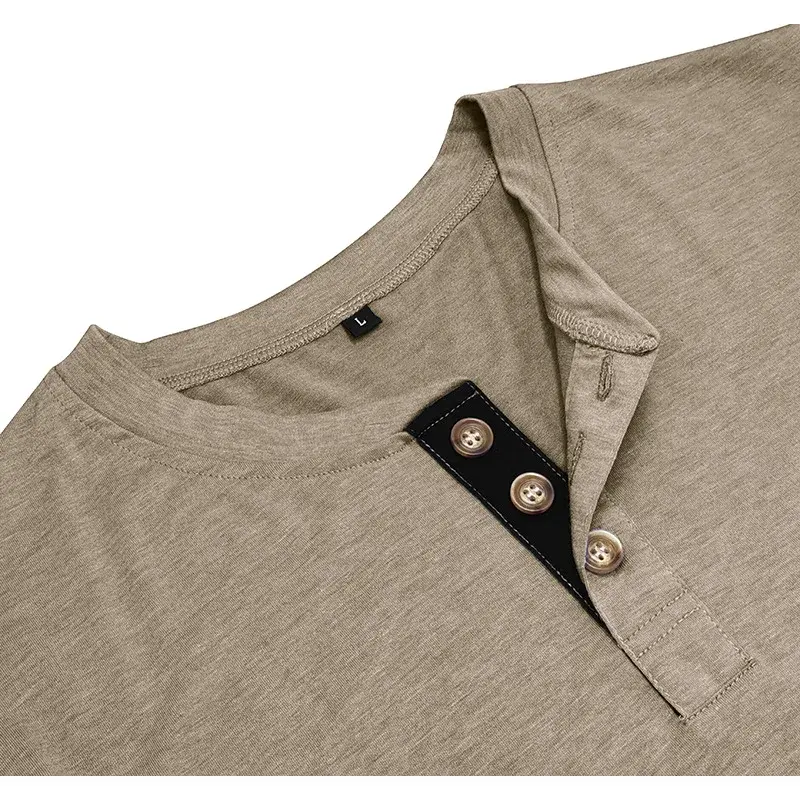 European And American Men's Long Sleeve Round Neck T-Shirt Amazon Men's Base Layer Top Foreign Trade Men's T-Shirt Henry Collar 