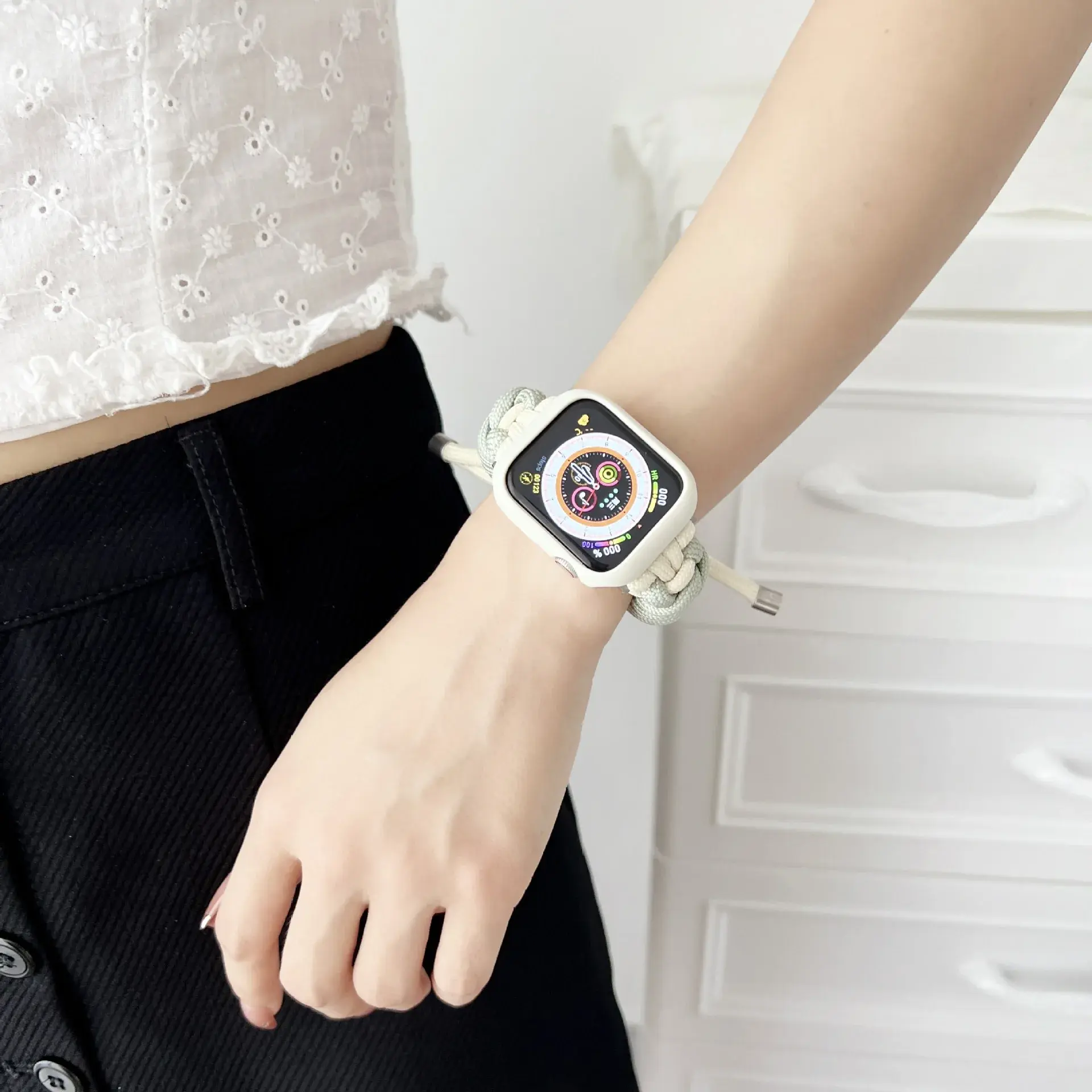 Apple Watch 9th Generation Handband Suitable For Motorcycle Electronic Accessories Handmade Braided Rope Watch Band