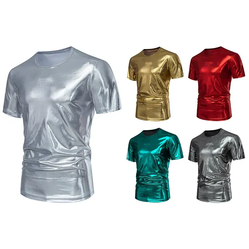 Men's Summer Short Sleeve T-shirt Crew Neck Style Slim Fit Round Neck Design Youth Nightclub Fashion Round T-shirt