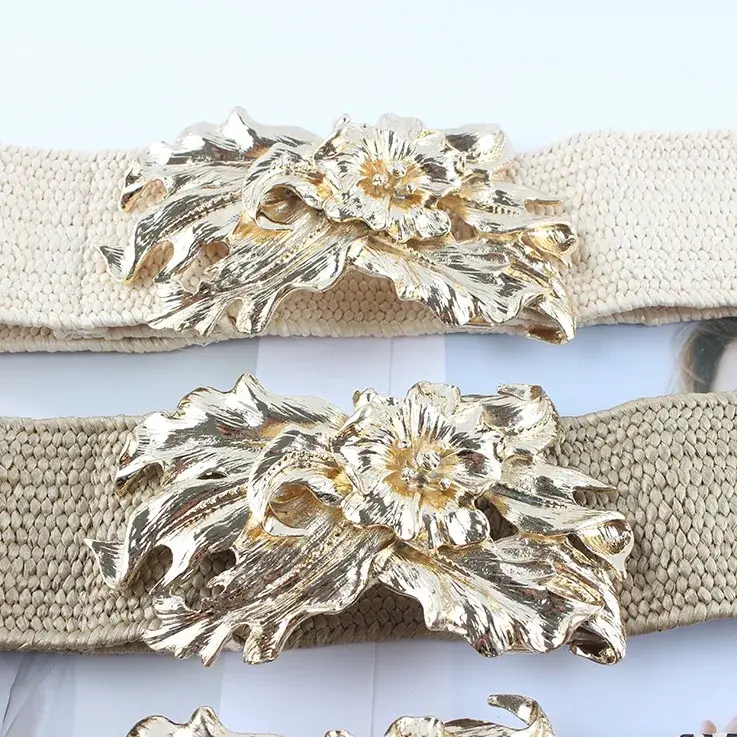 Versatile Elastic Waist Belt Grass Woven Wide Fashionable Trendy Designer Dress Overcoat Belt For Men And Women