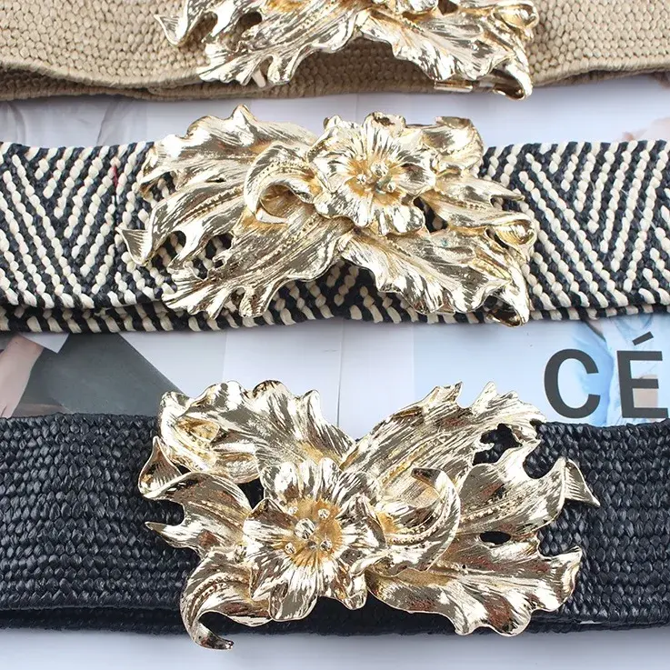 Versatile Elastic Waist Belt Grass Woven Wide Fashionable Trendy Designer Dress Overcoat Belt For Men And Women