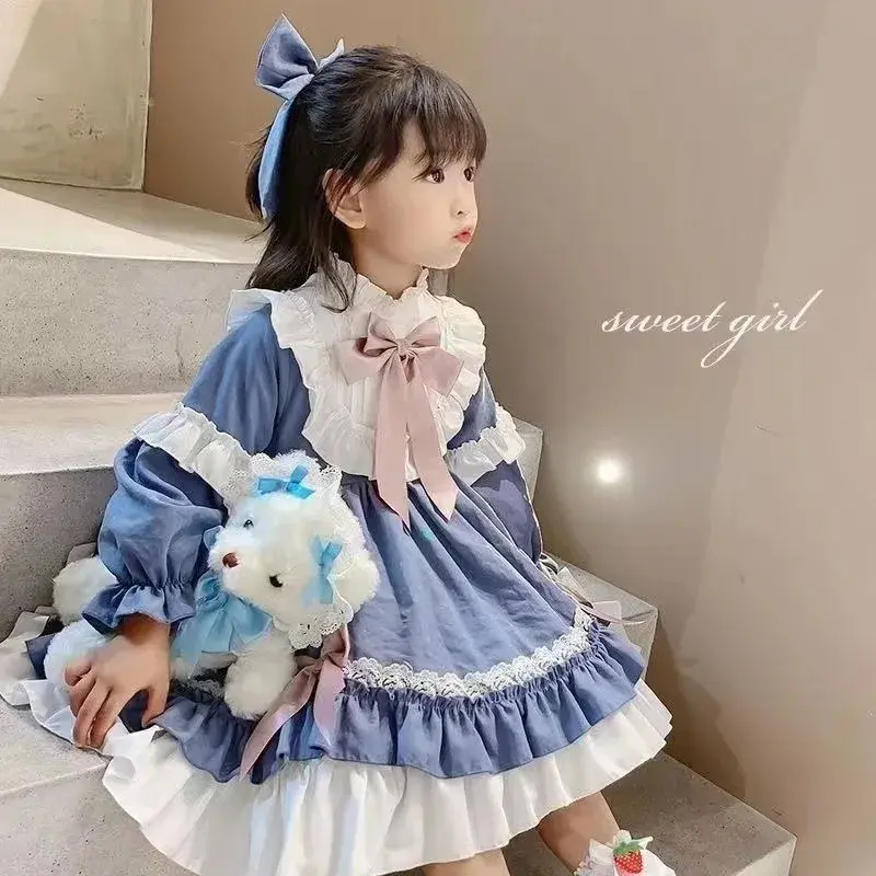 Long Sleeve Lolita Dress for Girls Heavy Embroidery Birthday Skirt Children's Clothing Casual Daily Skirt from Mainland China
