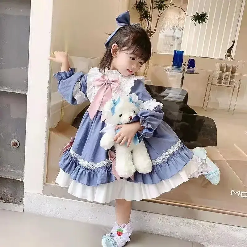 Long Sleeve Lolita Dress for Girls Heavy Embroidery Birthday Skirt Children's Clothing Casual Daily Skirt from Mainland China
