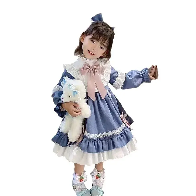 Long Sleeve Lolita Dress for Girls Heavy Embroidery Birthday Skirt Children's Clothing Casual Daily Skirt from Mainland China