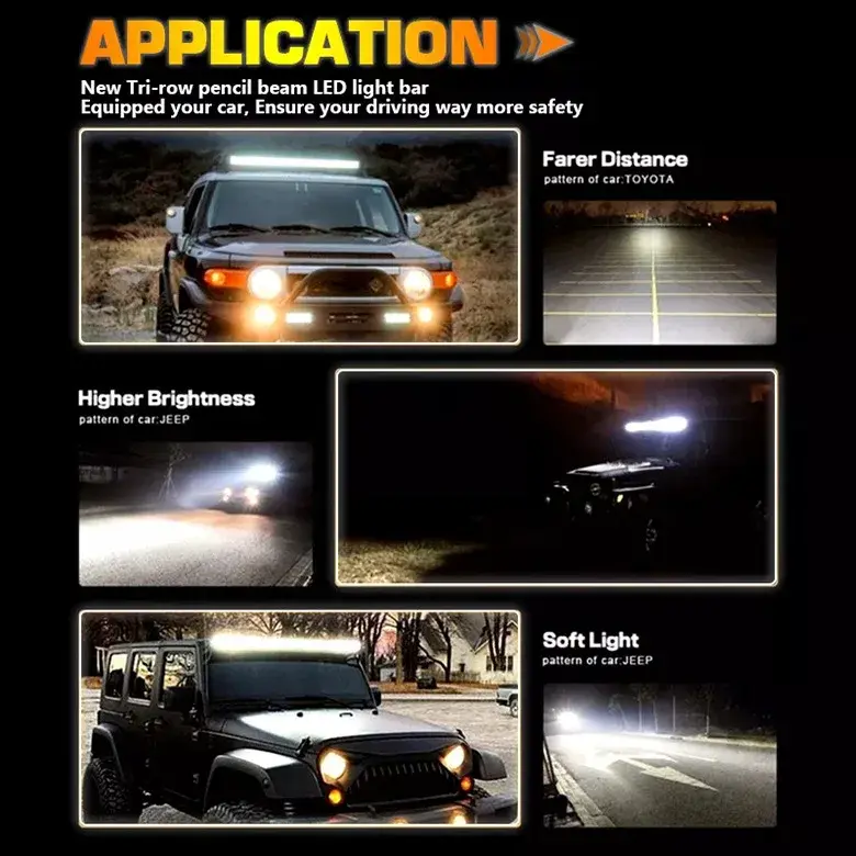 7 Inch 120w Led Light Bar For Atv Utv Ssv High Power Work Light Three Rows Best Seller On Ebay Amazon