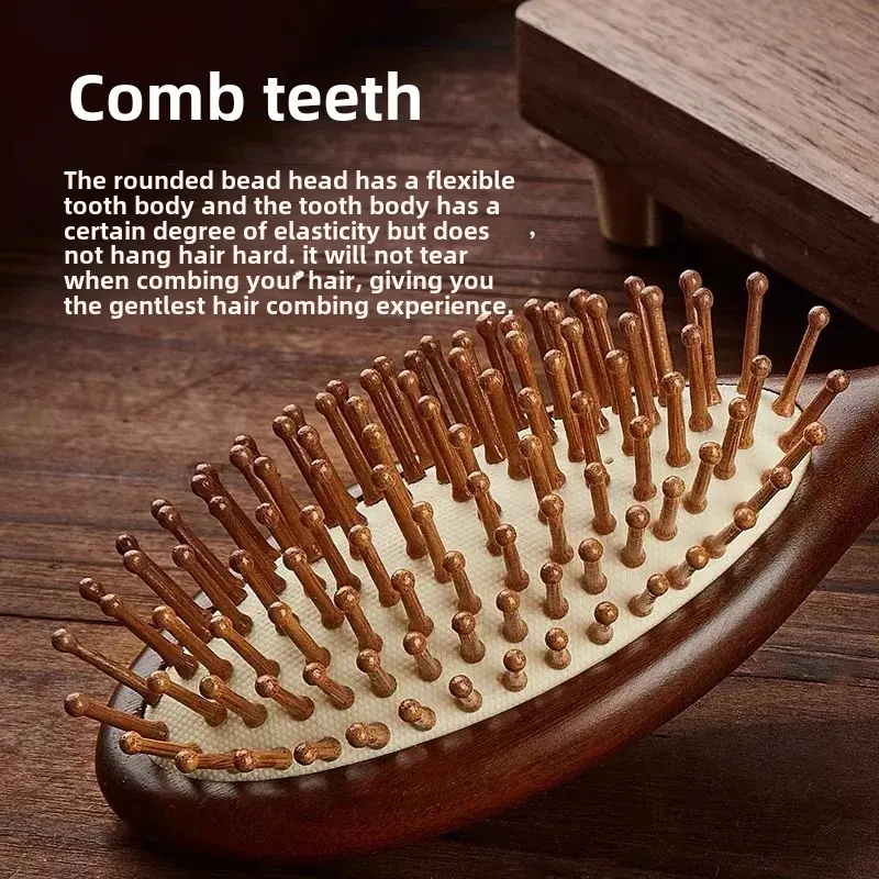Large Size Thickened Round Handle Wooden Airbag Comb Professional Hair Salon Comb For Black People And Wigs Chinese Mainland Ori