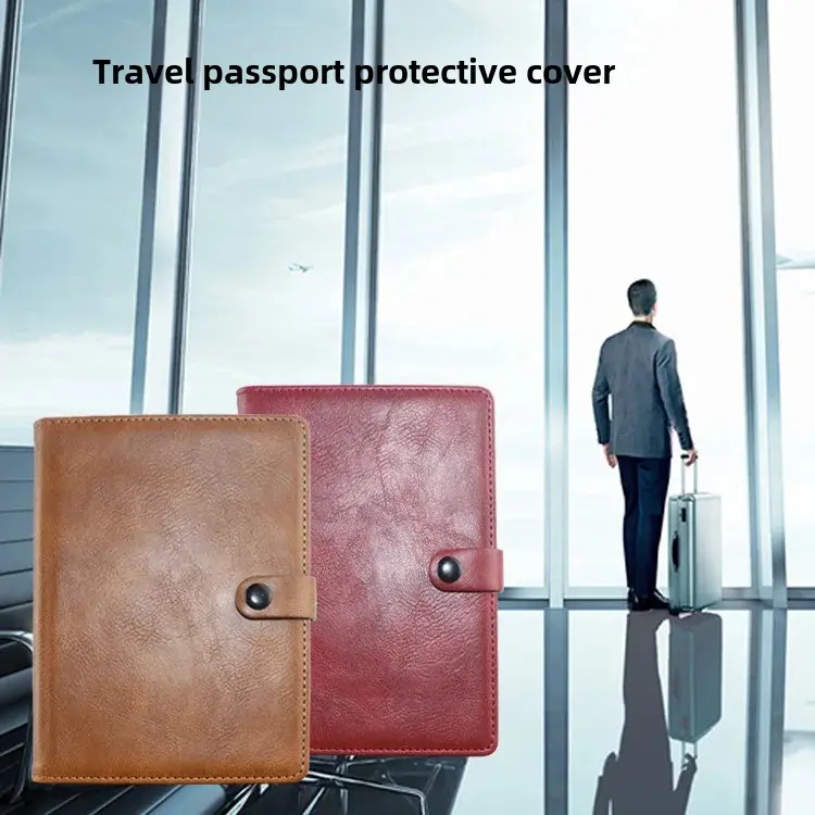 Airtag Protective Case New Cross-border Style Passport Genuine Leather Anti-lost Protection Cover Locator Passport Protective Le