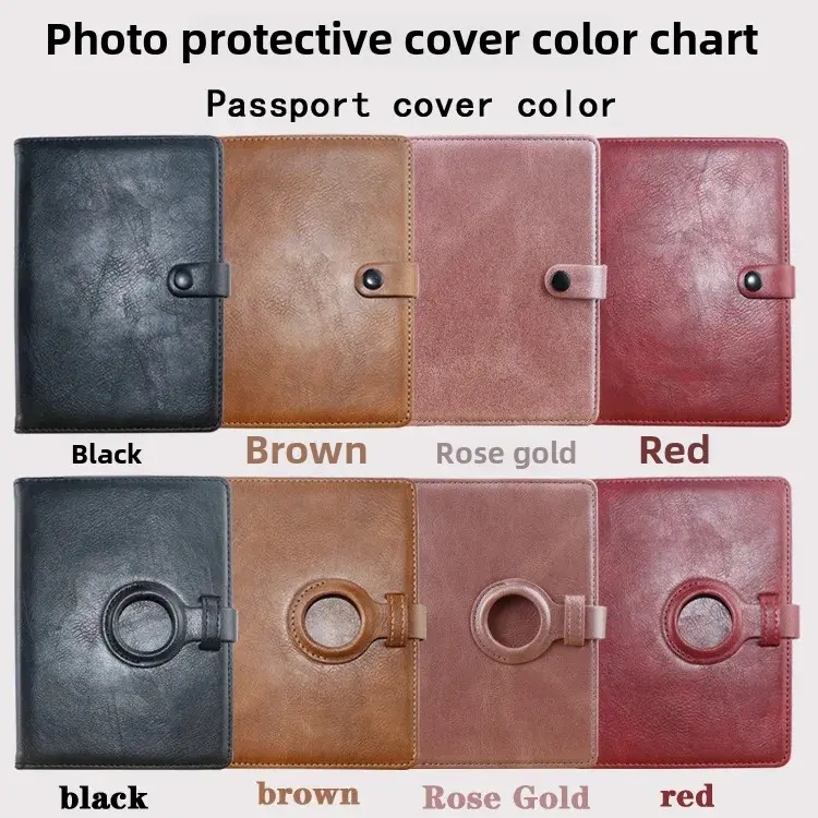 Airtag Protective Case New Cross-border Style Passport Genuine Leather Anti-lost Protection Cover Locator Passport Protective Le