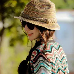 Hand Crocheted Sun Protection Straw Hat Beach Ladies Style Braided Hair Design Colorful Korean Version Hat for Summer