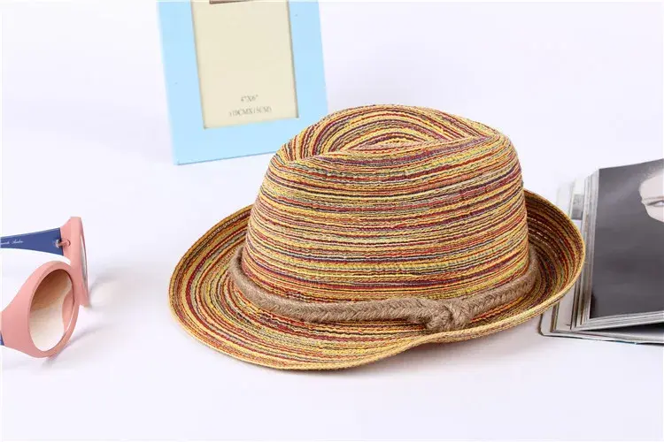 Hand Crocheted Sun Protection Straw Hat Beach Ladies Style Braided Hair Design Colorful Korean Version Hat for Summer