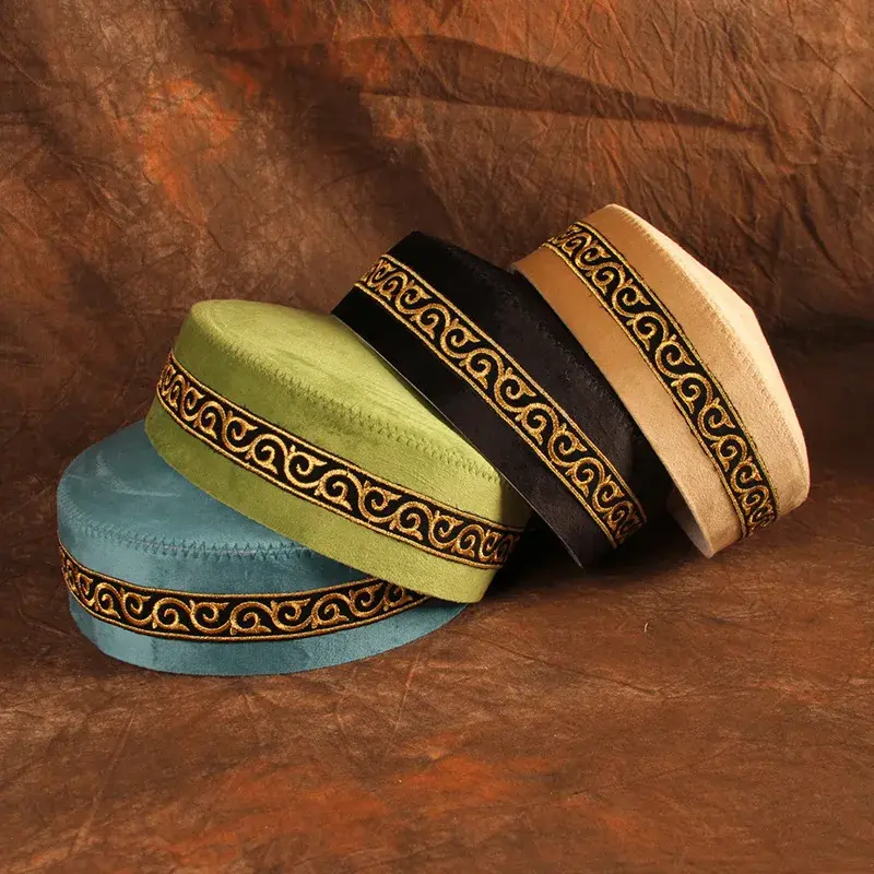 Embroidered Kazakh Style Flower Cap Ethnic Men's Performance round Hat Classic Kazakh Men's Stylish Handmade Embroidery Cap