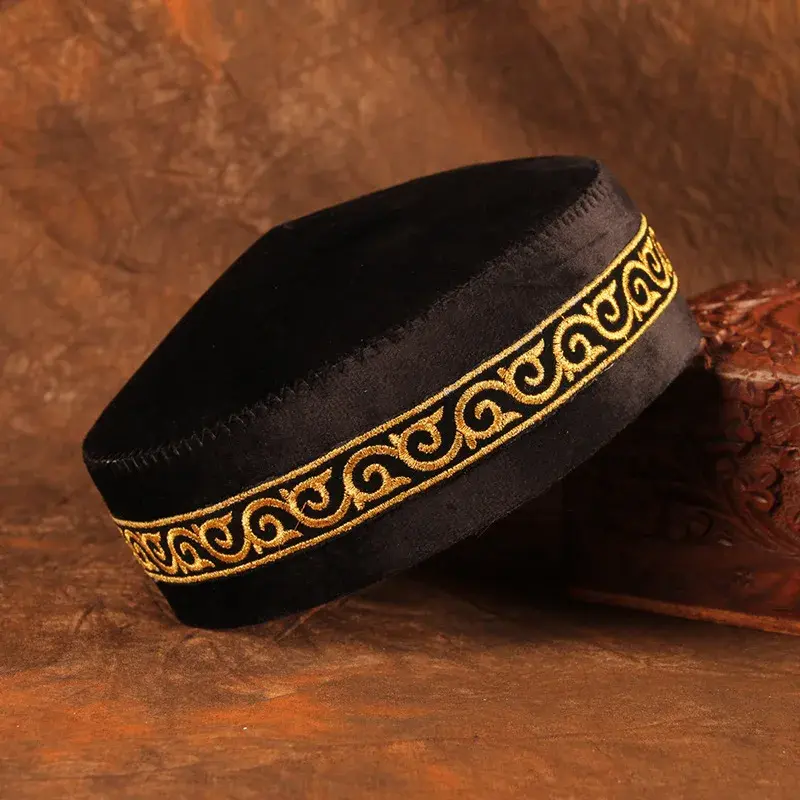 Embroidered Kazakh Style Flower Cap Ethnic Men's Performance round Hat Classic Kazakh Men's Stylish Handmade Embroidery Cap