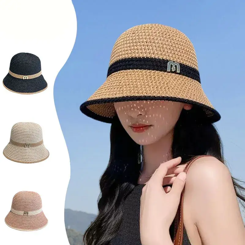 New 2025 Women's Straw Hat Fashionable Sunshade UV Protection Versatile Stylish Summer Hat Elegant Hair Extension Accessories