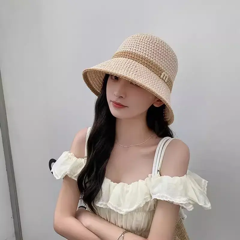 New 2025 Women's Straw Hat Fashionable Sunshade UV Protection Versatile Stylish Summer Hat Elegant Hair Extension Accessories
