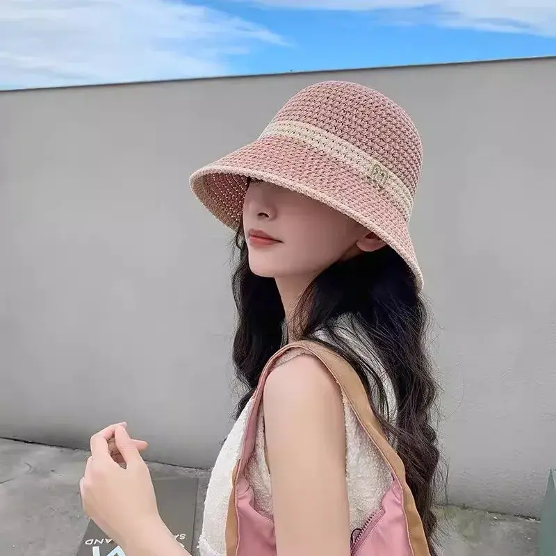 New 2025 Women's Straw Hat Fashionable Sunshade UV Protection Versatile Stylish Summer Hat Elegant Hair Extension Accessories