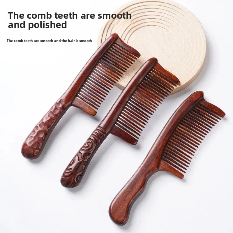 Portable Natural Rosewood Comb for Home Massage Personal Use Multi-Specification Engraving Straight Hair Rosewood Comb