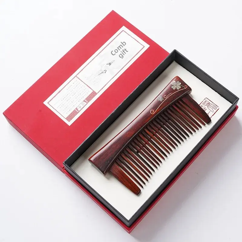 Portable Natural Rosewood Comb for Home Massage Personal Use Multi-Specification Engraving Straight Hair Rosewood Comb