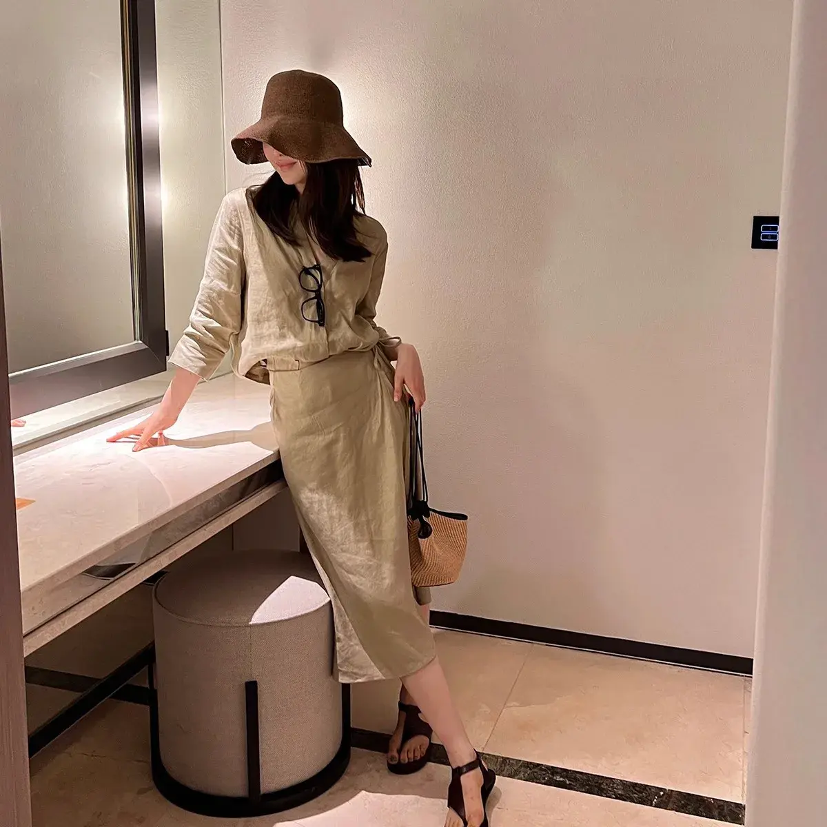 Handmade Designer Straw Hat Foldable Sun Hat Korean Style Big Brim UV Protection Sunshade Hat Versatile for Women