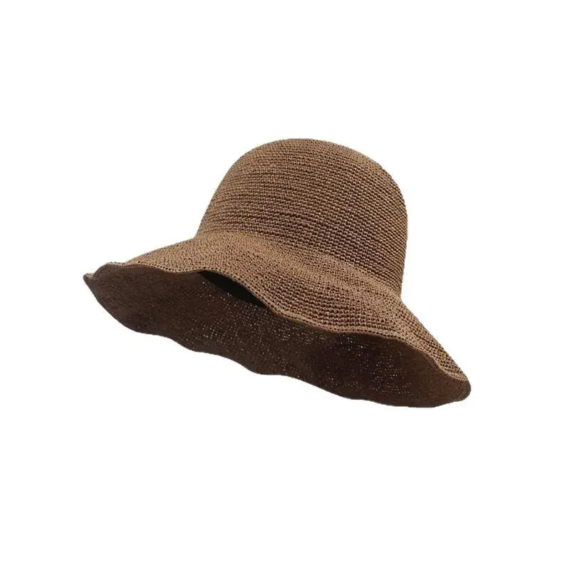 Handmade Designer Straw Hat Foldable Sun Hat Korean Style Big Brim UV Protection Sunshade Hat Versatile for Women
