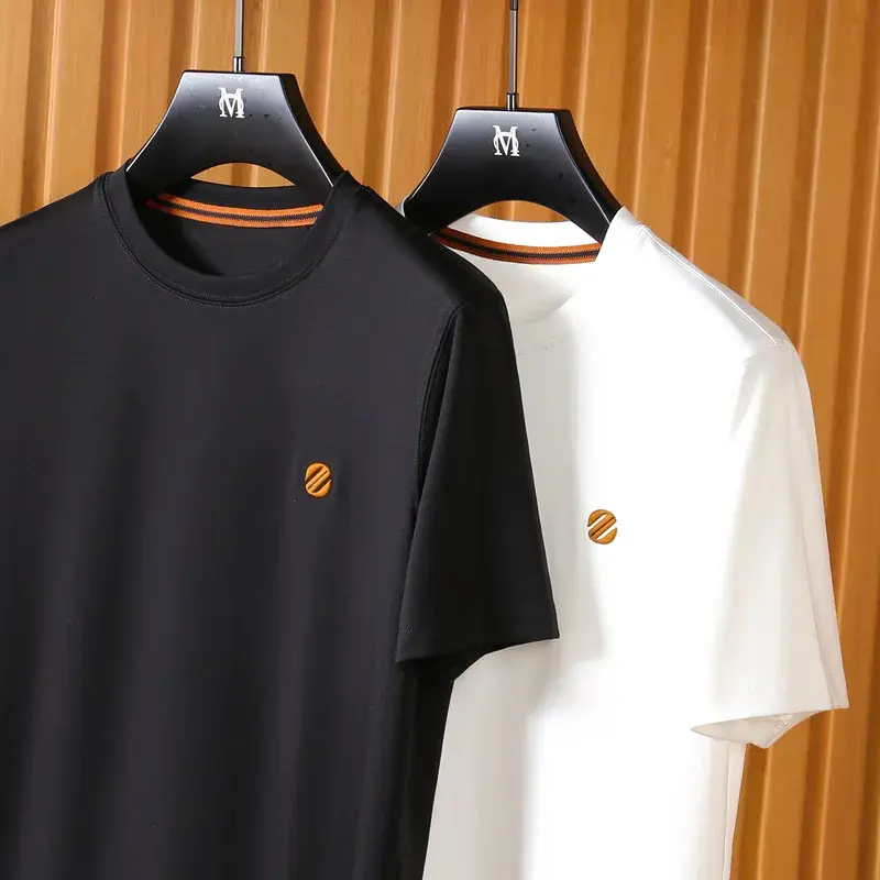 Basic Volkswagen Silk Cotton Modal Wool-blend Fabric Casual Men's Short Sleeves Round Neck T-shirt Summer Daily Wear