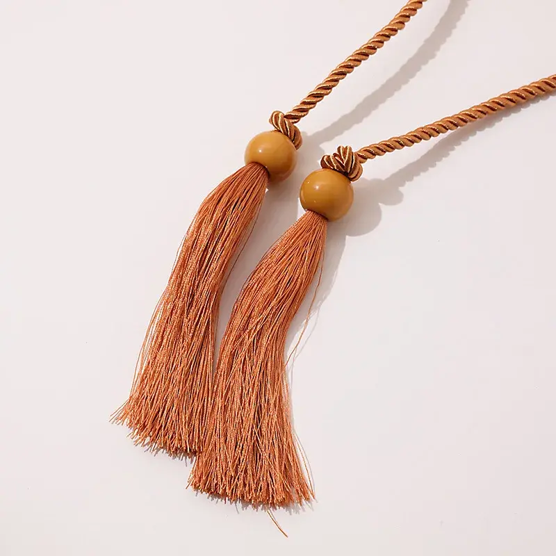 Ethnic Style Belt2024 New High-End Feelfringed Long Women's Waist Belt Latin American Design Fashionable Accessory