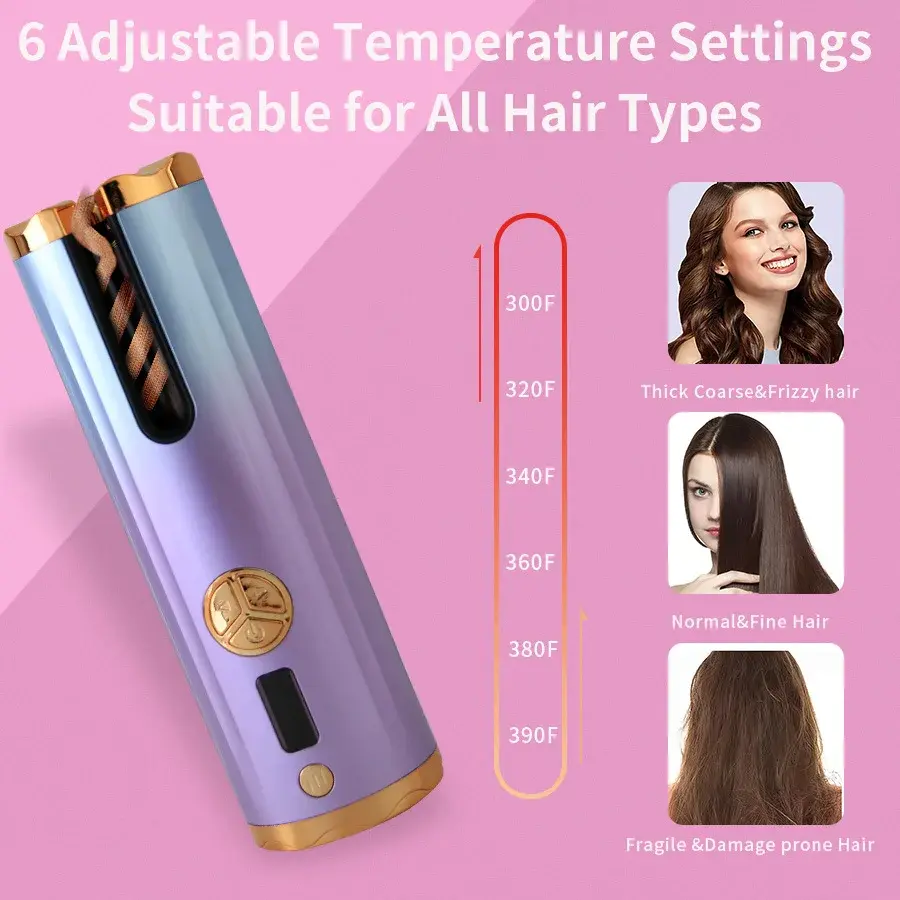 Wireless Portable Automatic Curling Iron Large Wave Negative Ion Damage Free Lazy Girl Hair Curling Tool Mini Salon Accessories
