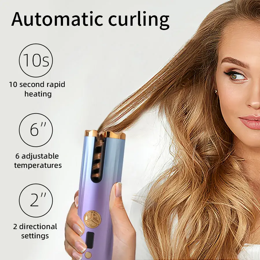 Wireless Portable Automatic Curling Iron Large Wave Negative Ion Damage Free Lazy Girl Hair Curling Tool Mini Salon Accessories