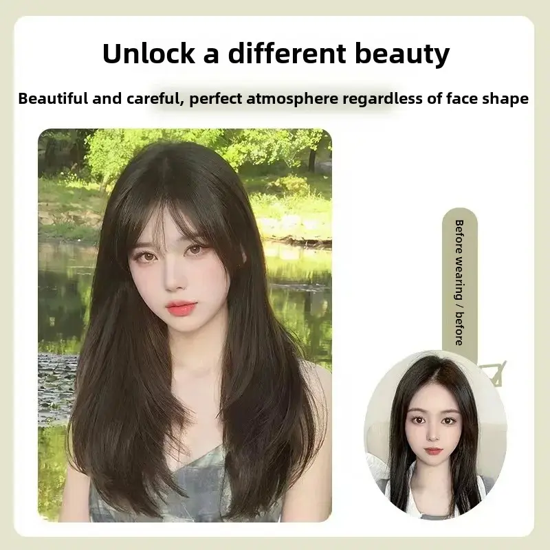 Invisible One Piece Wig Women's Micro Curl Layered Synthetic Hair Extension Patch Natural Looking Density Increase Hair Piece